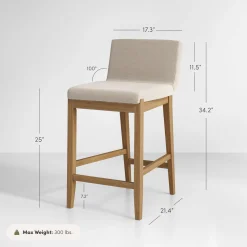 Wood Counter Height Bar Stools Light Brown (Set of 3)