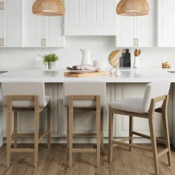 Wood Counter Height Bar Stools Light Brown (Set of 3)