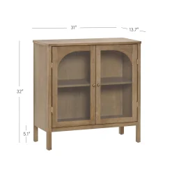 Wood Curio Cabinet with Glass Doors Brown