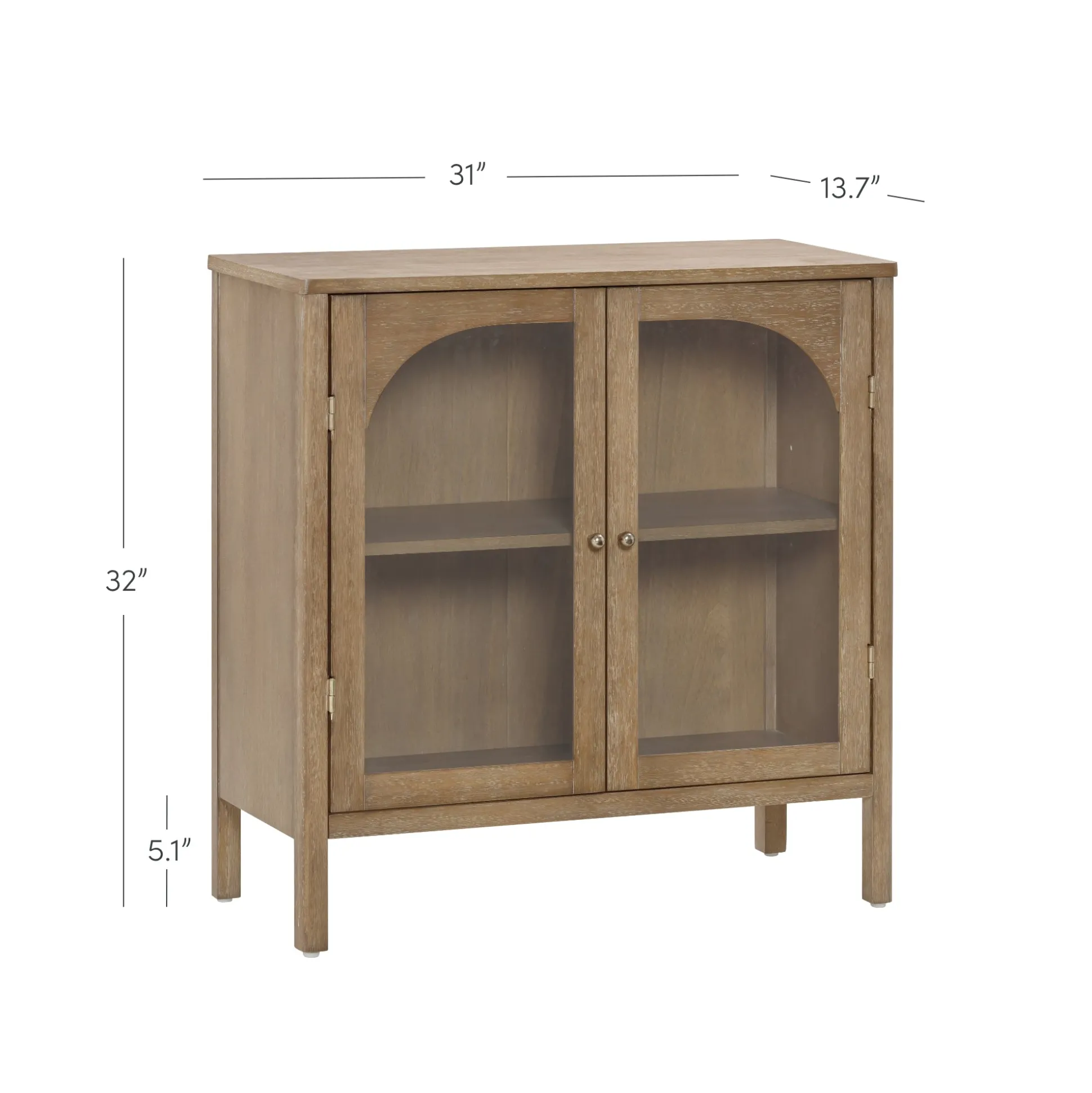 Wood Curio Cabinet with Glass Doors Brown