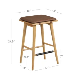 Wood Cushioned Counter Height Bar Stool Warm Pine