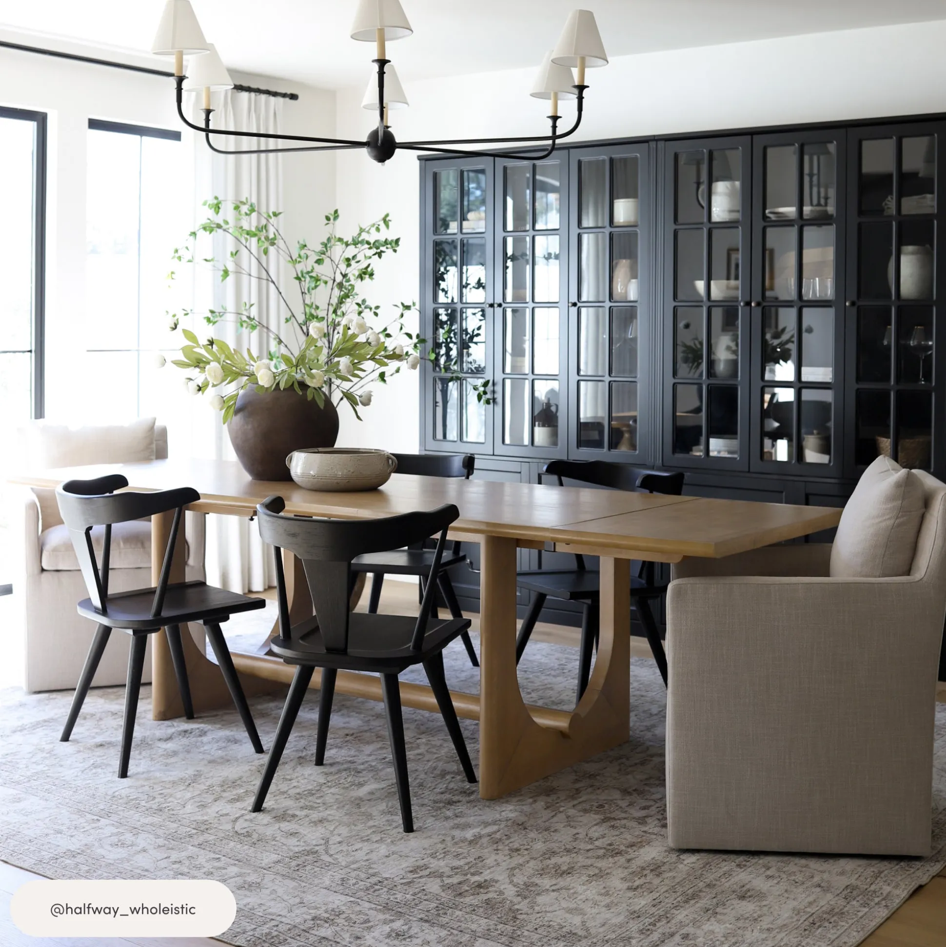 Wood Dining Room Table with Leaf Extension for 8
