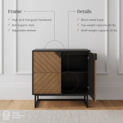 Wood 2-Door Storage Cabinet Brushed Fir