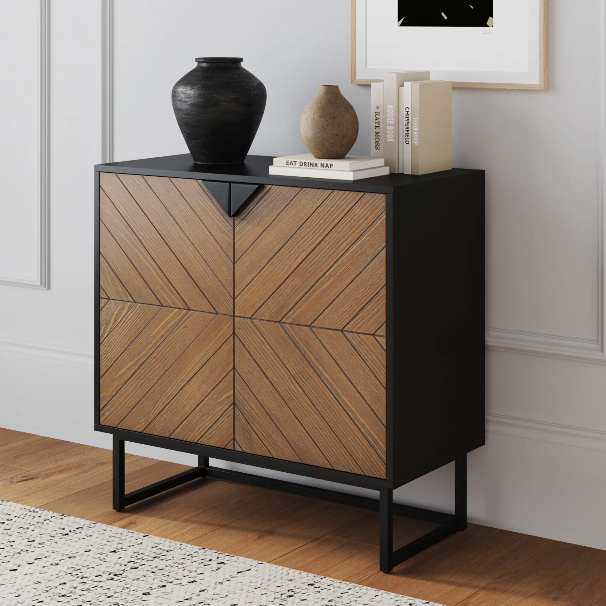 Wood 2-Door Storage Cabinet Brushed Fir
