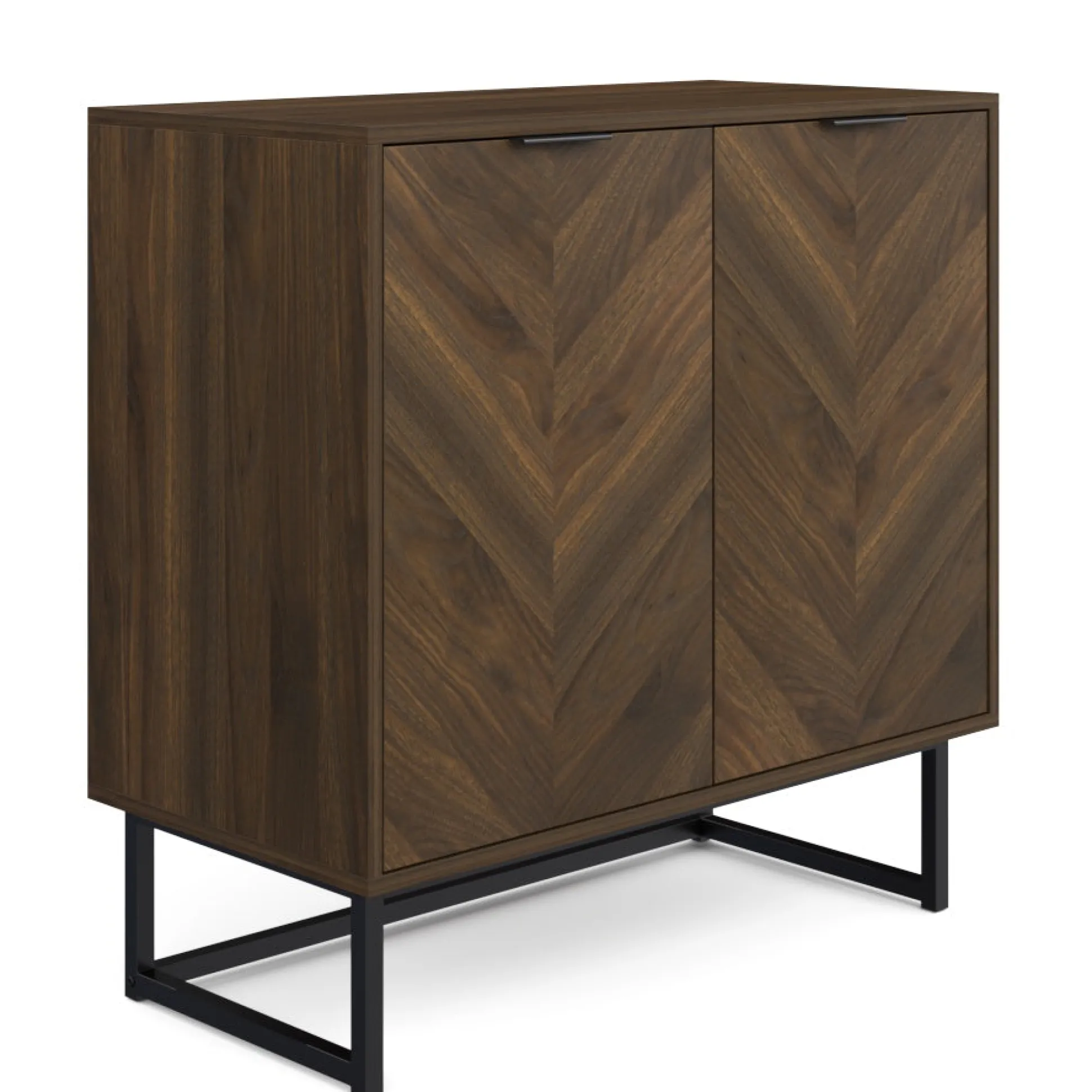 Wood 2-Door Storage Cabinet Walnut
