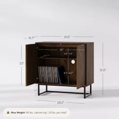 Wood 2-Door Storage Cabinet Walnut