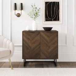Wood 2-Door Storage Cabinet Walnut
