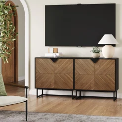 Wood 2-Door TV Console for TVs up to 65