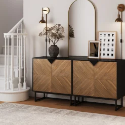 Wood 2-Door TV Console for TVs up to 65