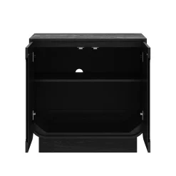 Wooden Arched Accent Cabinet or Kitchen Credenza Black Oak (Set of 2)