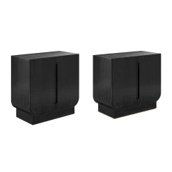 Wooden Arched Accent Cabinet or Kitchen Credenza Black Oak (Set of 2)