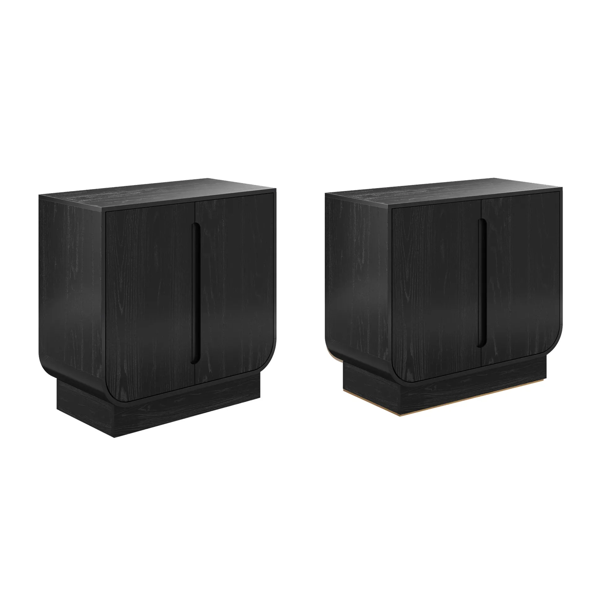 Wooden Arched Accent Cabinet or Kitchen Credenza Black Oak (Set of 2)