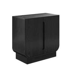 Wooden Arched Accent Cabinet or Kitchen Credenza Black Oak (Set of 3)