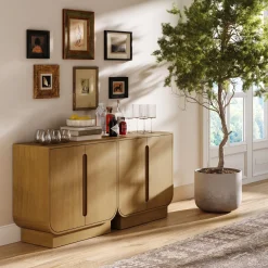 Wooden Arched TV Console Stand Light Brown for TVs up to 65