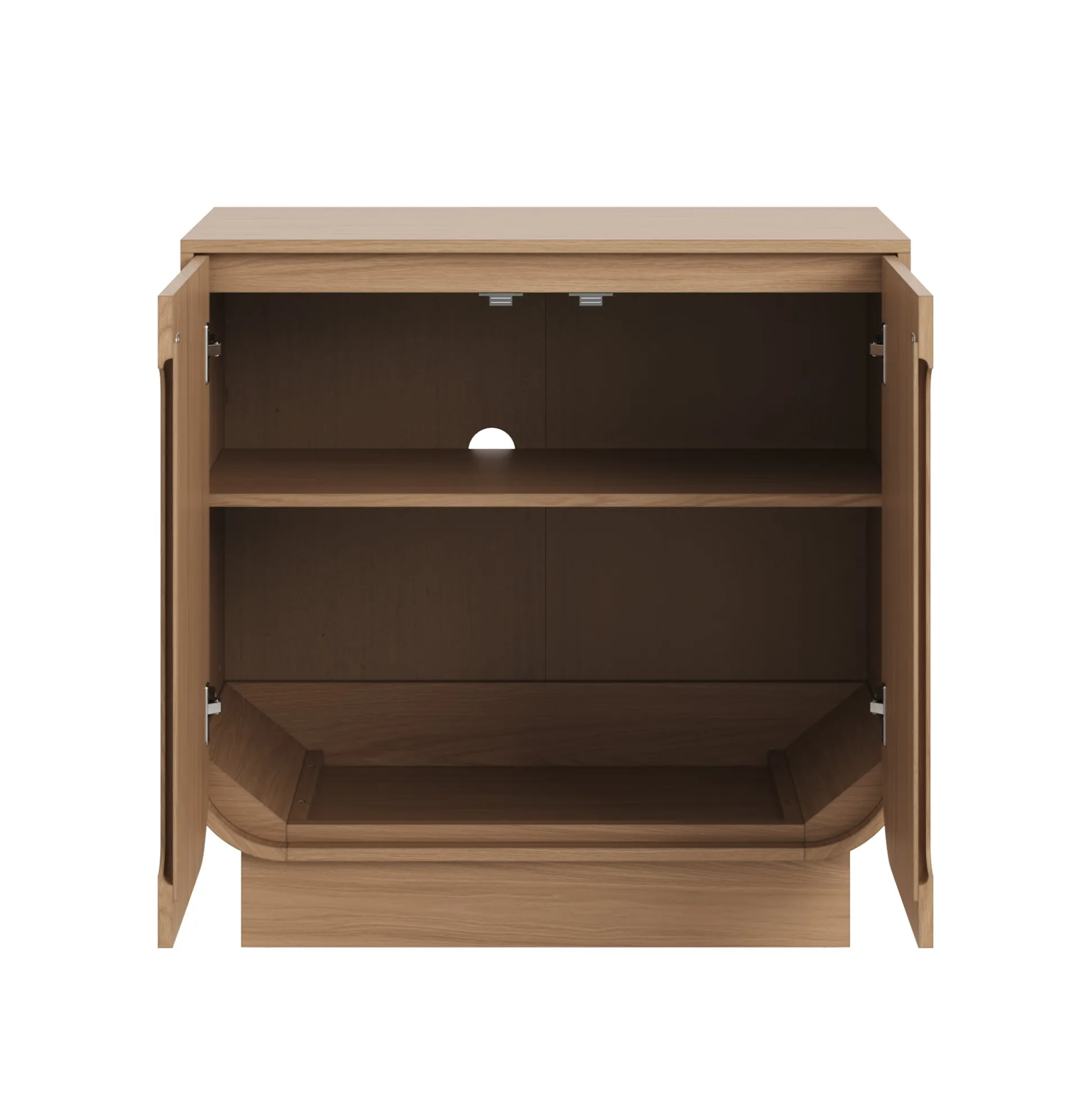 Wooden Arched TV Console Stand Raw Oak for TVs up to 65"