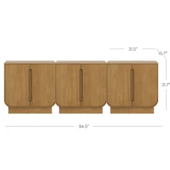 Wooden Arched TV Console Stand Light Brown for TVs up to 75