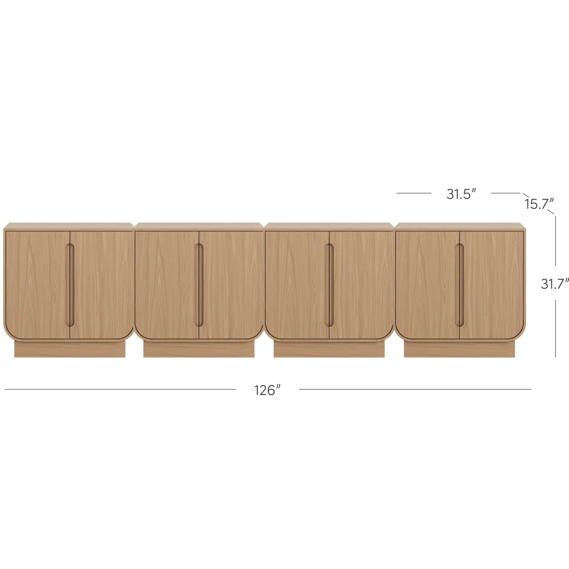 Wooden Arched TV Console Stand Raw Oak for TVs up to 100"