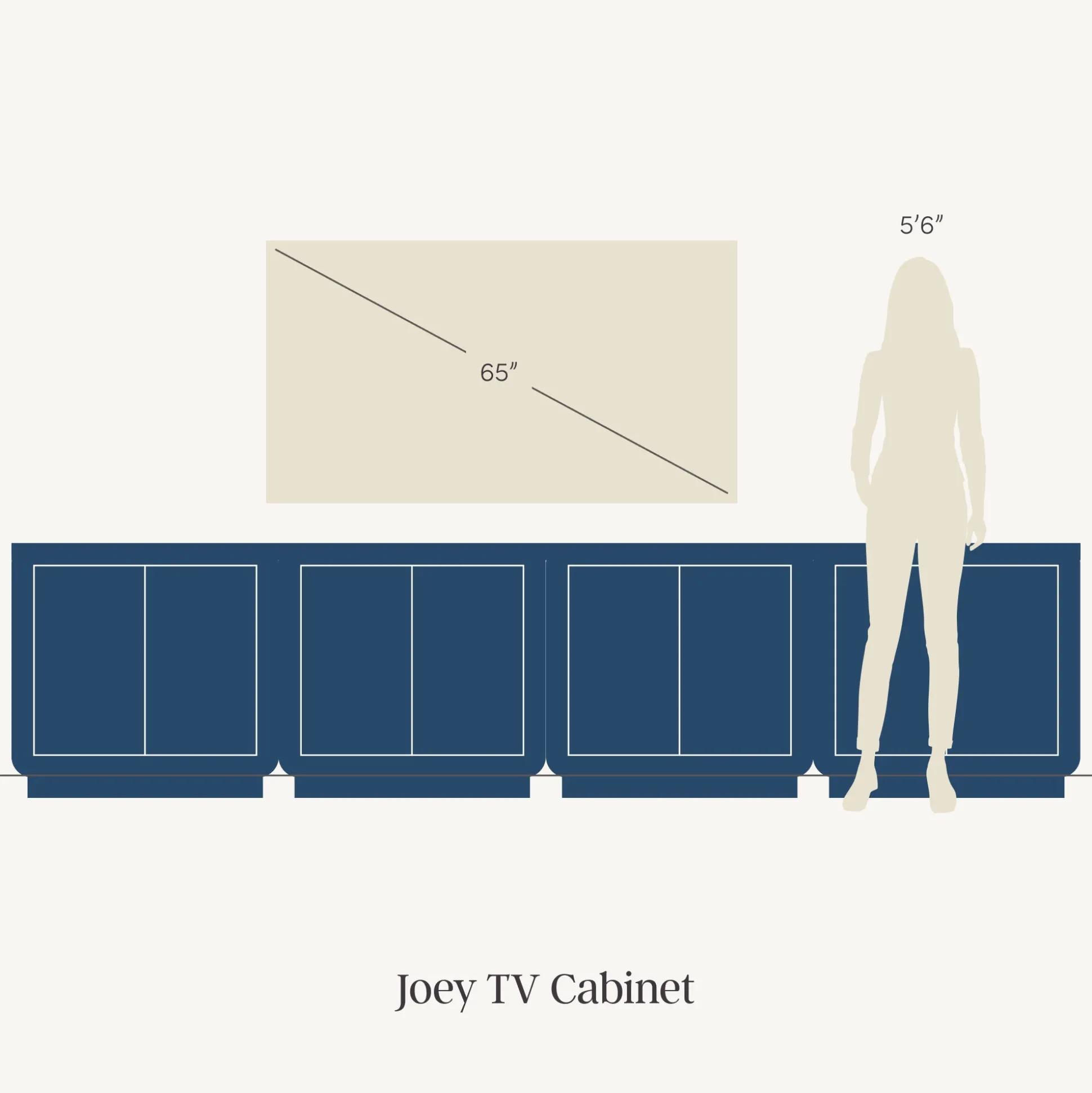 Wooden Arched TV Console Stand Raw Oak for TVs up to 100"