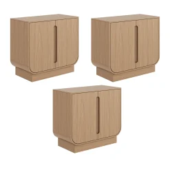 Wooden Arched TV Console Stand Raw Oak for TVs up to 75