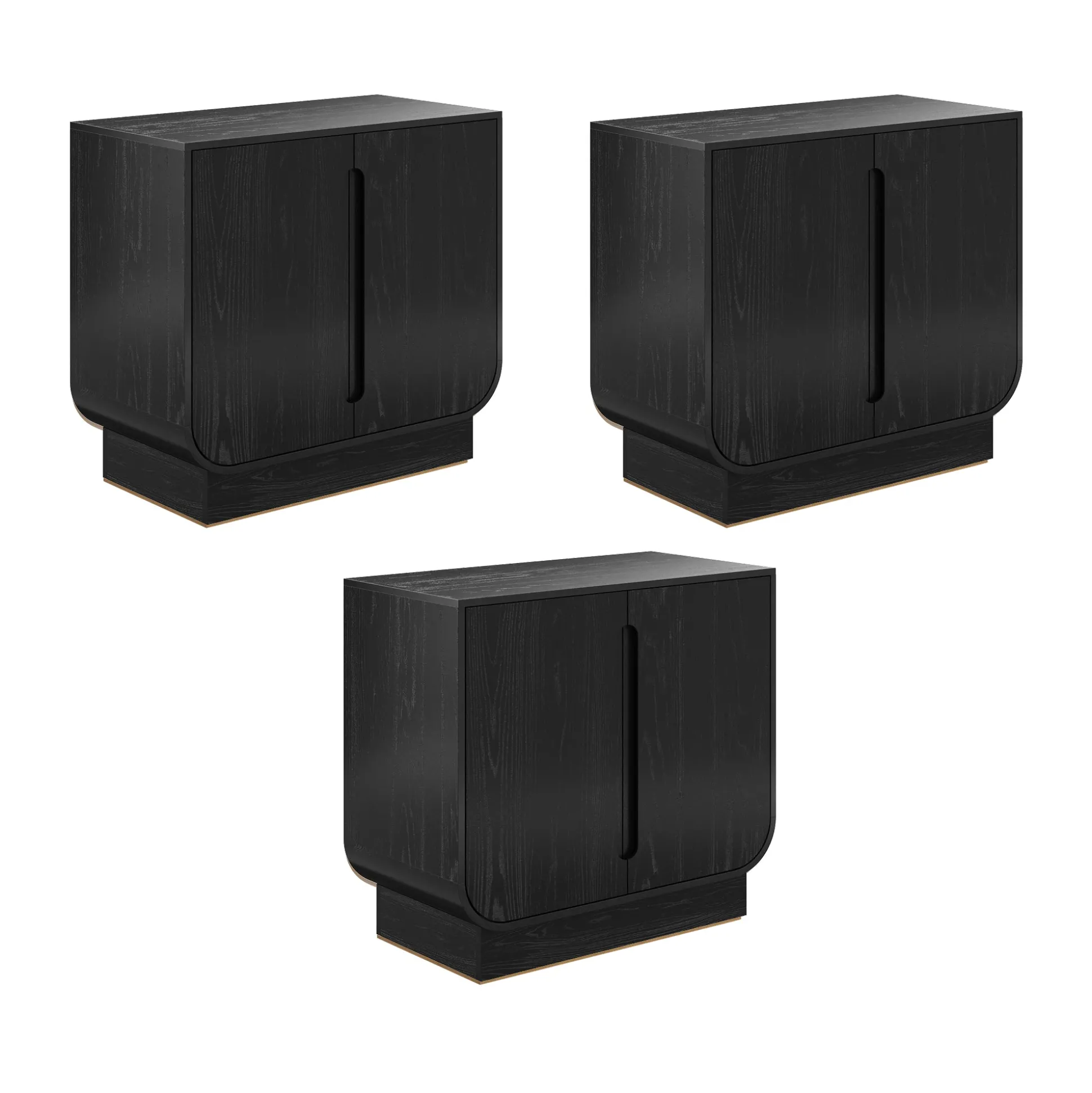 Wooden Arched TV Console Stand Black Oak for TVs up to 75"