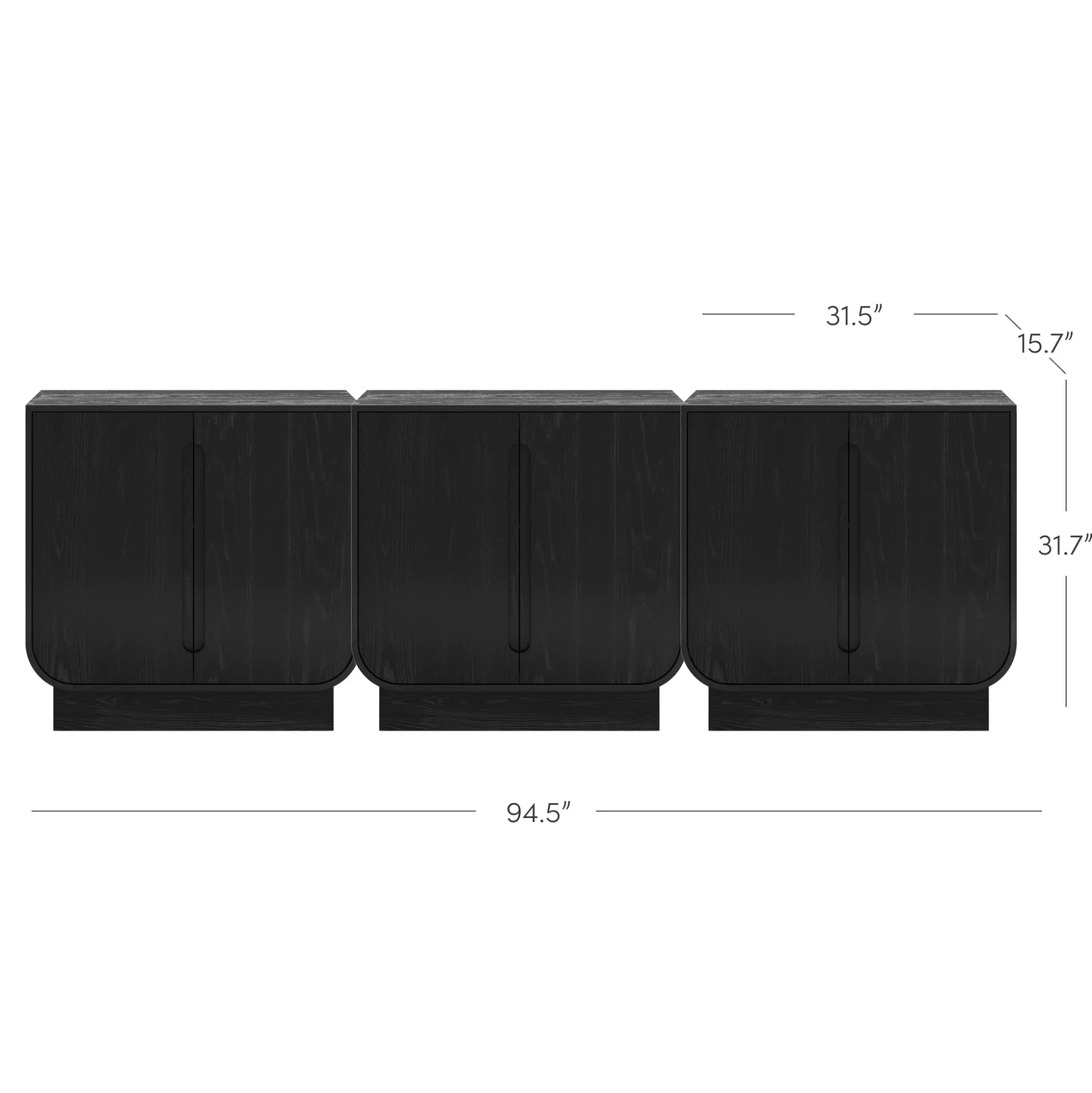 Wooden Arched TV Console Stand Black Oak for TVs up to 75"