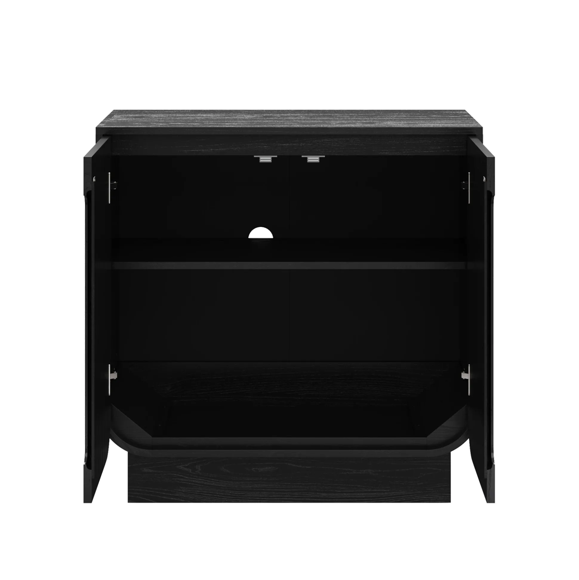 Wooden Arched TV Console Stand Black Oak for TVs up to 65"