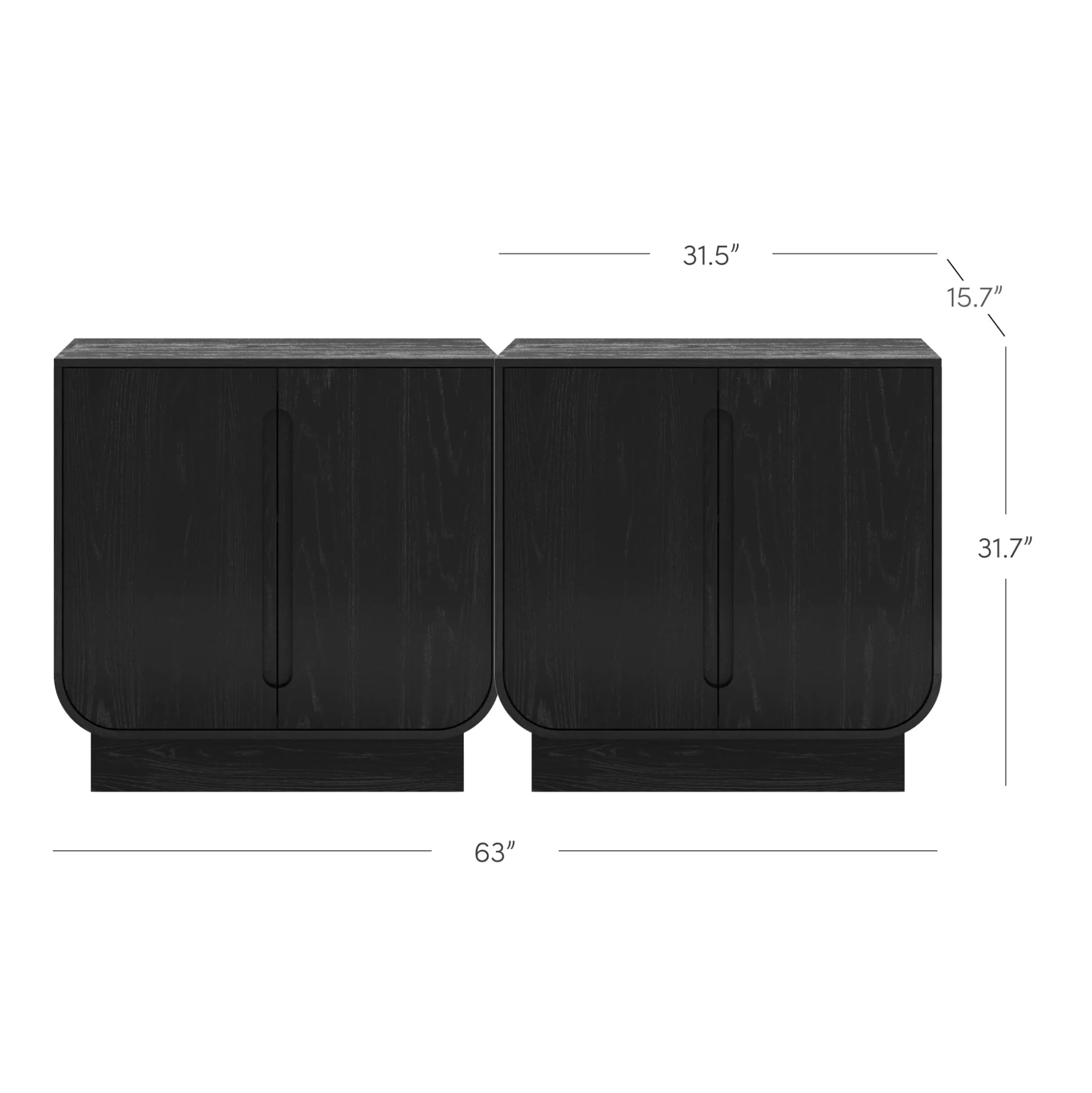 Wooden Arched TV Console Stand Black Oak for TVs up to 65"
