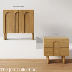 Wooden Bedside Table with Drawers and Solid Wood Legs Light Brown