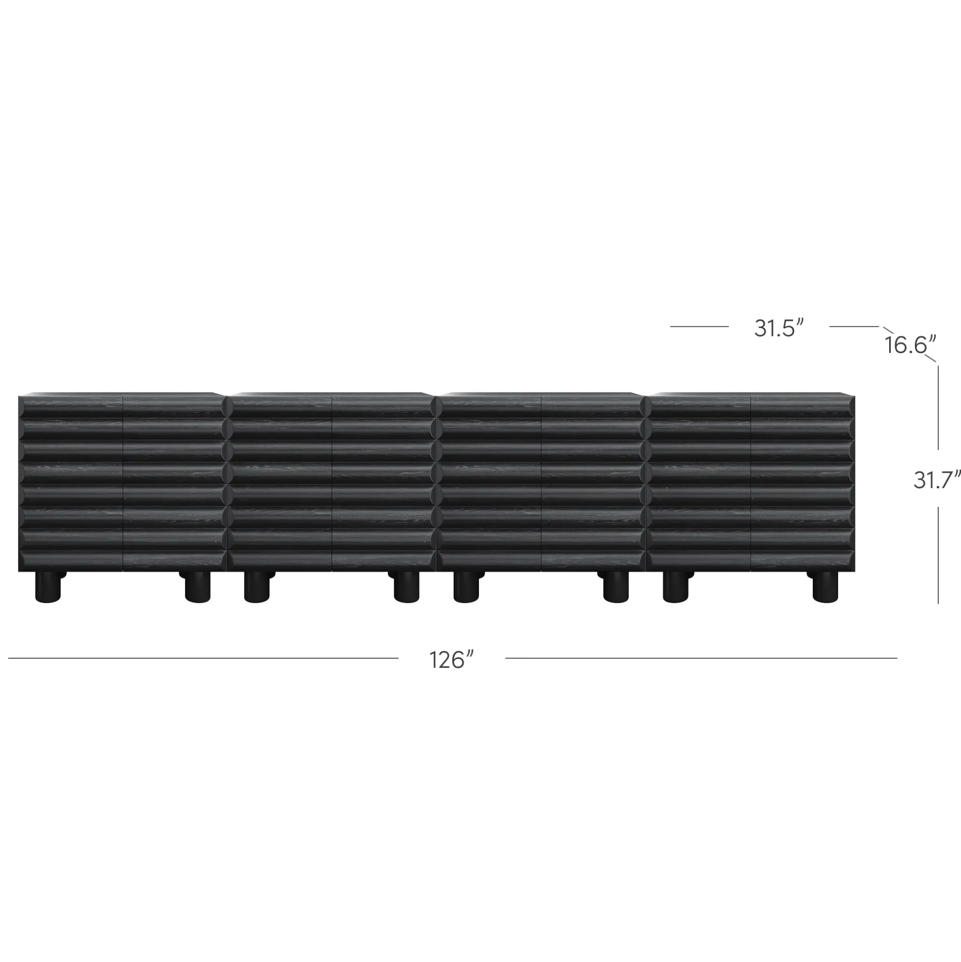Wooden Credenza Cabinet with Sculpted Door Black (Set of 4)
