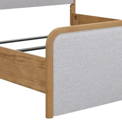 Wooden Queen Bed Frame with 2 Nightstands Set Gray/Light Brown