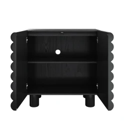 Wooden Sideboard Credenza Cabinet with Sculpted Door Black (Set of 3)