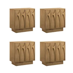 Wooden TV Console with Antique Carved Doors for TVs up to 100
