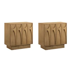 Wooden TV Console with Antique Carved Doors for TVs up to 65