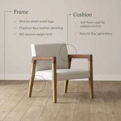 Wood & Faux Leather Accent Chairs (Set of 2)