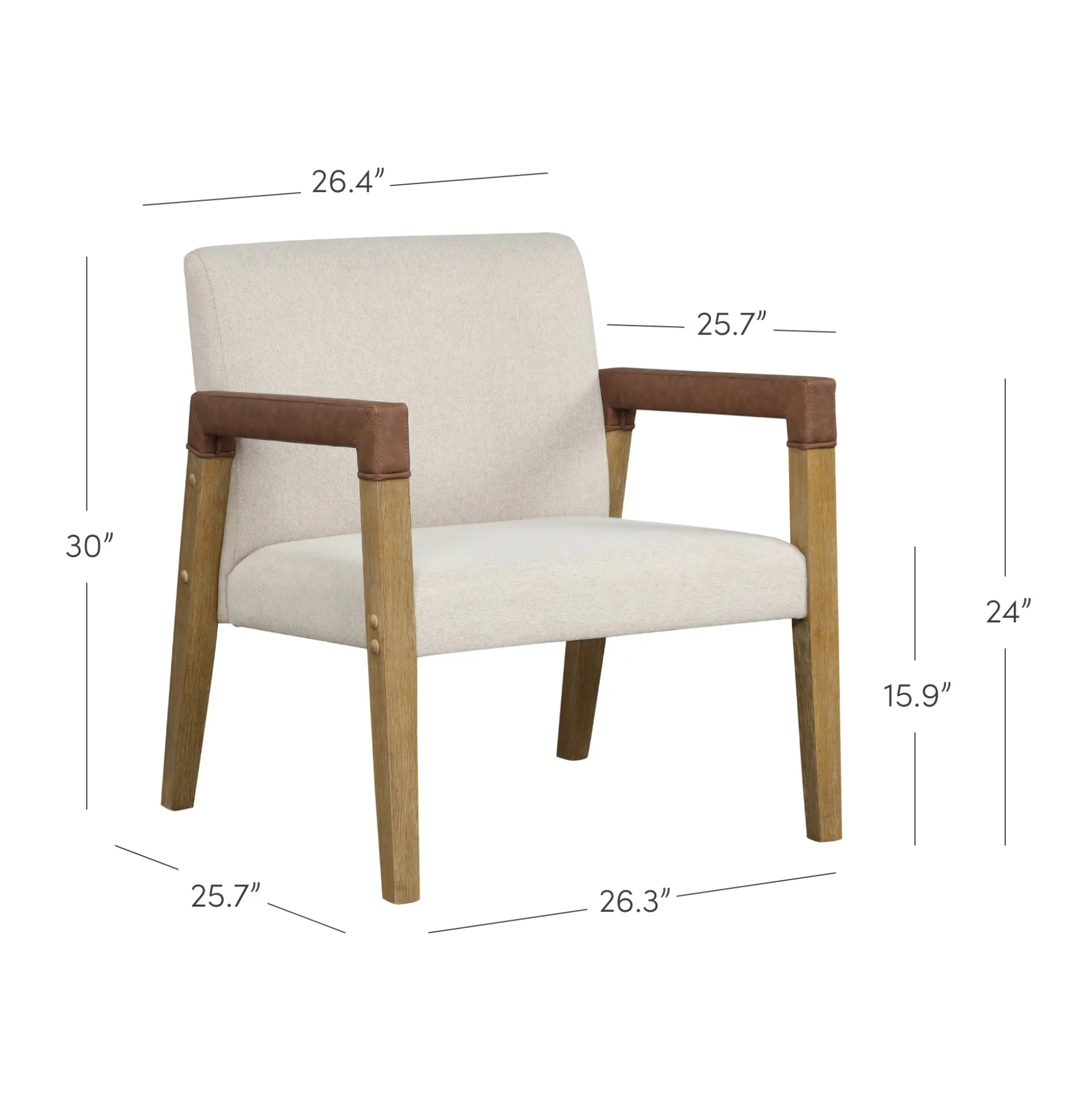 Wood & Faux Leather Accent Chairs (Set of 2)