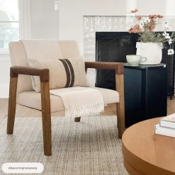 Wood & Faux Leather Accent Chairs (Set of 2)