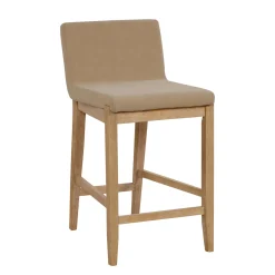 Wood Faux Leather Counter Height Bar Stool Light Brown