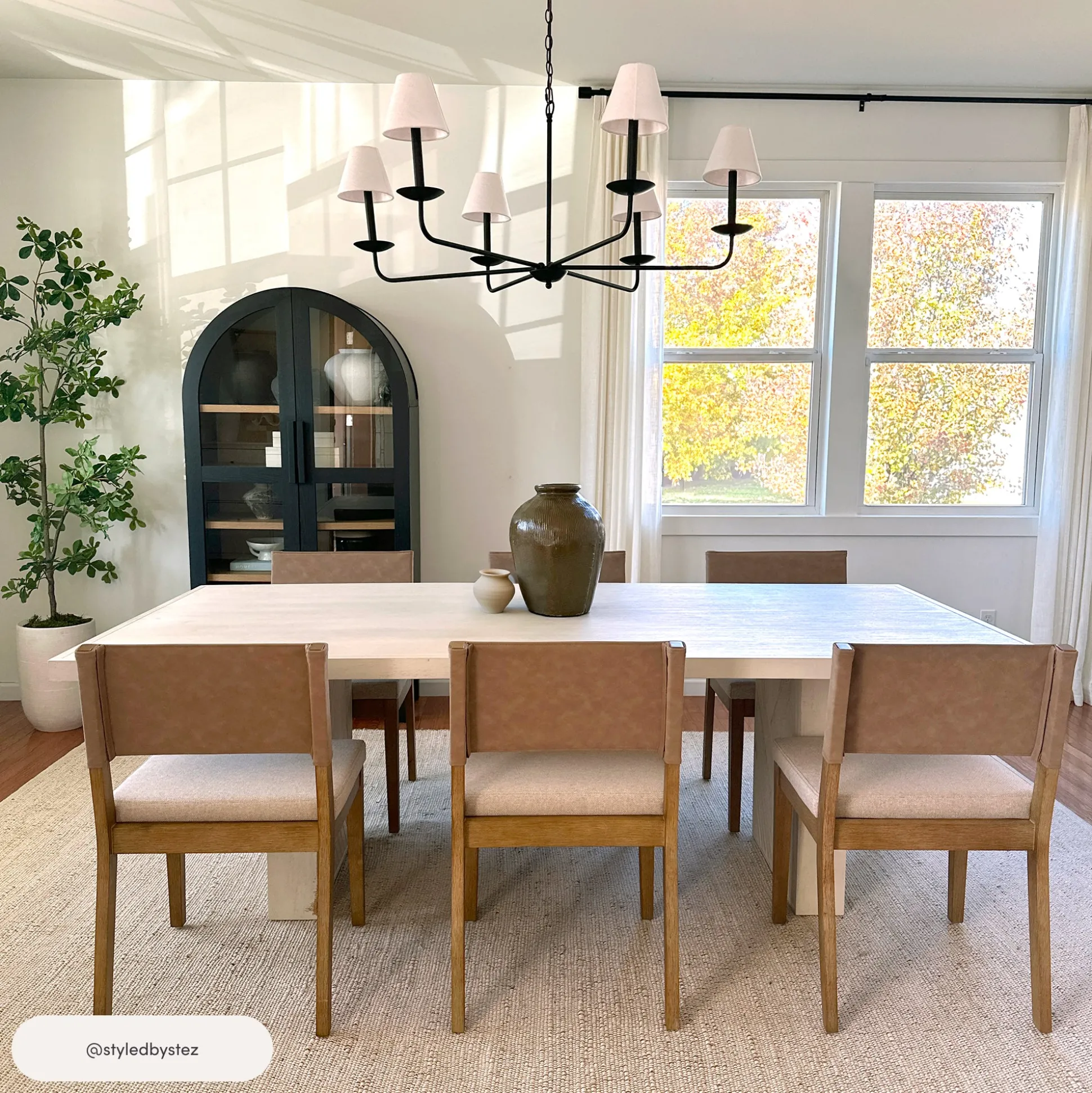 Wood & Faux Leather Dining Chairs Light Brown (Set of 6)