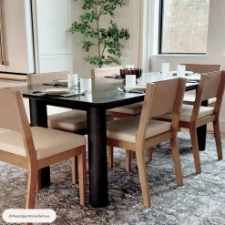 Wood & Faux Leather Dining Chairs Light Brown (Set of 4)