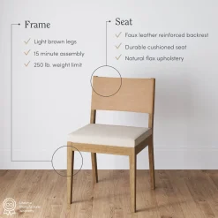 Wood & Faux Leather Dining Chair Light Brown