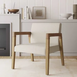 Wood & Faux Leather Upholstered Accent Chair