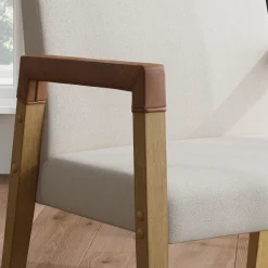 Wood & Faux Leather Upholstered Accent Chair