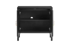 Wood Fluted Large Credenza Cabinet Black Oak (Set of 4)