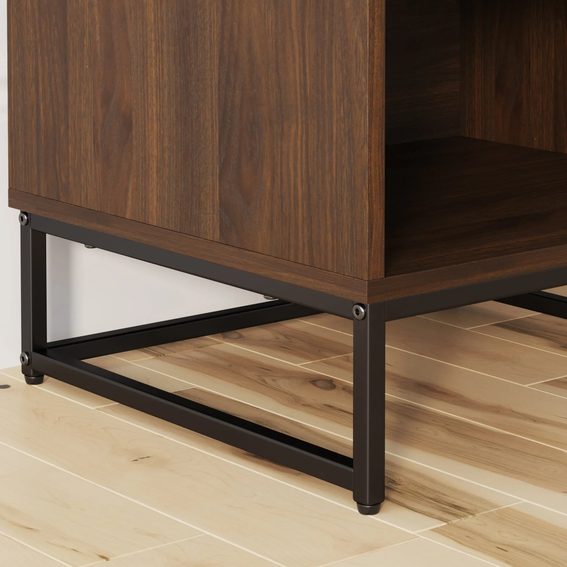 Wood Herringbone Nightstands Nutmeg (Set of 2)