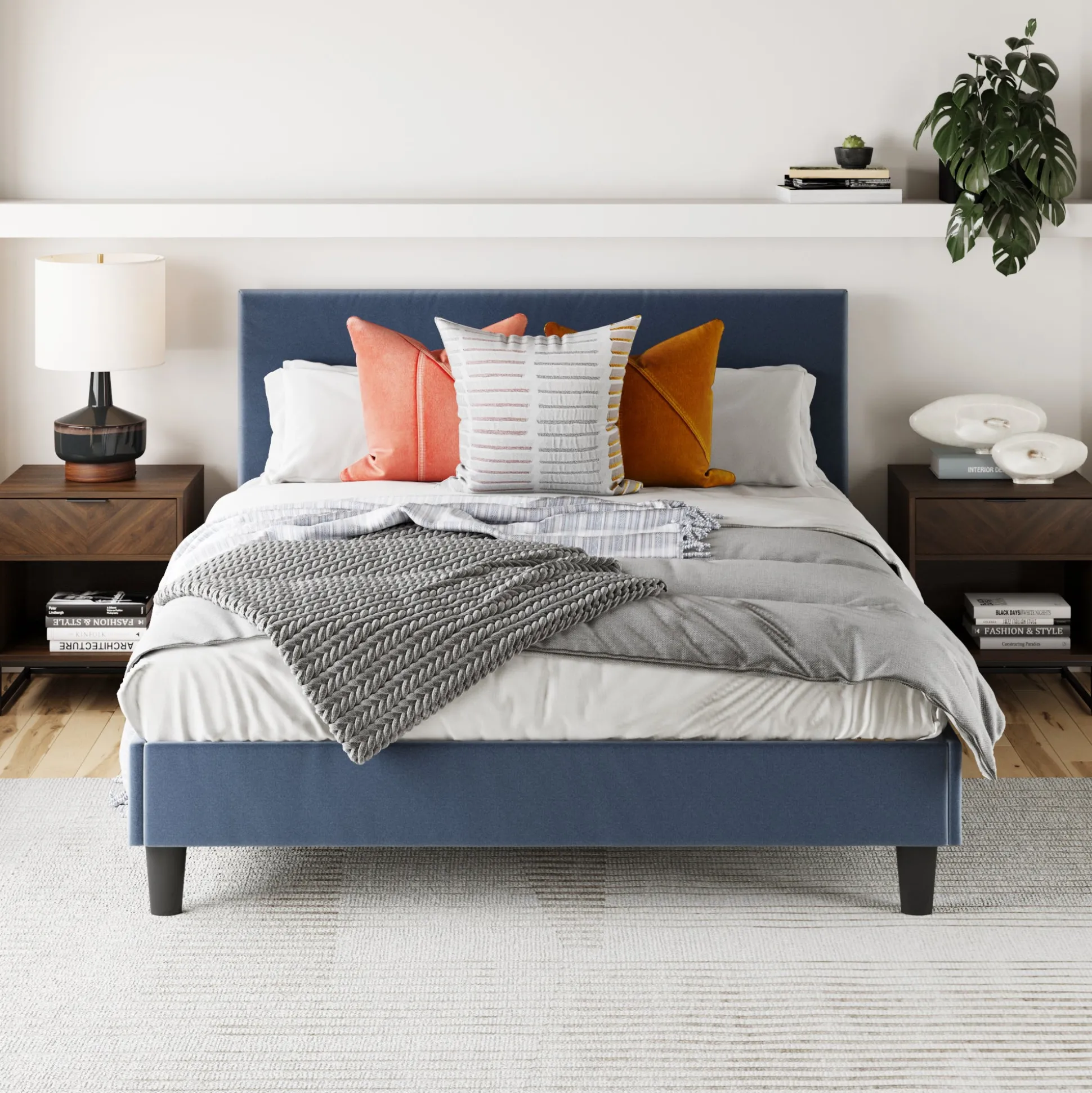 Wood Herringbone Nightstands Nutmeg (Set of 2)