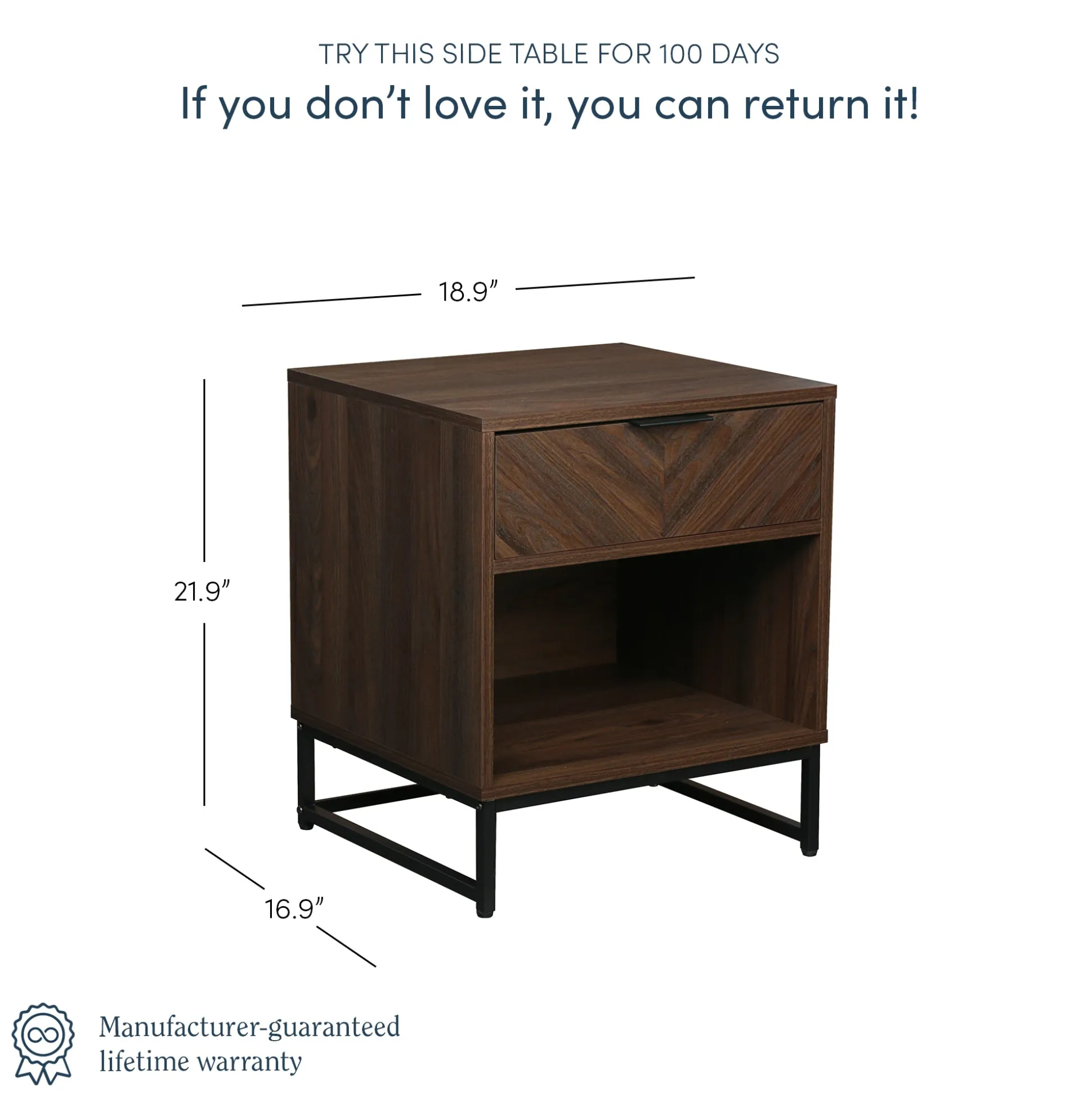 Wood Herringbone Nightstands Nutmeg (Set of 2)