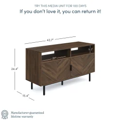 Wood Herringbone TV Cabinet Walnut