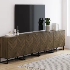 Wood Herringbone TV Console for TVs up to 100