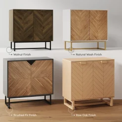 Wood Herringbone TV Console for TVs up to 75" Walnut