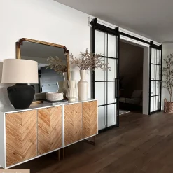 Wood Herringbone TV Console for TVs up to 75